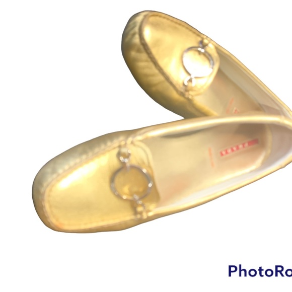 Prada Driving Shoe Gold Metallic 36 1/2 - Picture 1 of 9